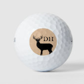 Aangepaste monogram golfballen met hertengeweien (Voorkant)