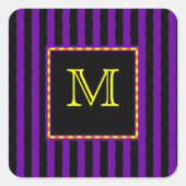Aangepaste monogram Gothic Striped Sticker (Voorkant)