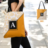 Aangepaste Monogram Goud Geel Blad Patroon Diagona Tote Bag