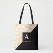 Aangepaste Monogram Goud Geel Blad Patroon Diagona Tote Bag (Voorkant)