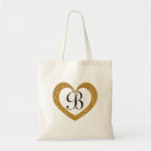 Aangepaste monogram goud glitter hart canvas tas (Voorkant)