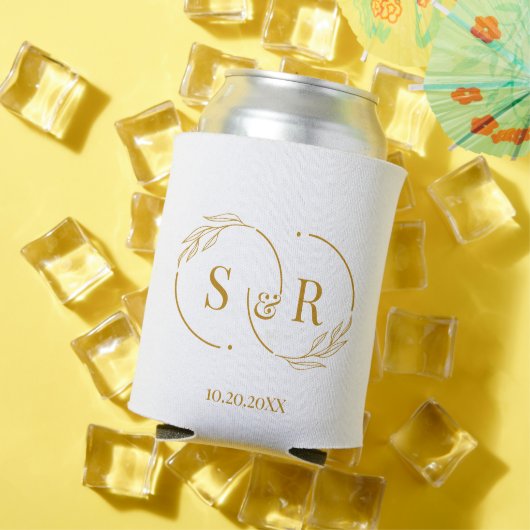 Aangepaste Monogram Goud Script Bruiloft Logo Blikjeskoeler (Insitu Zomer)