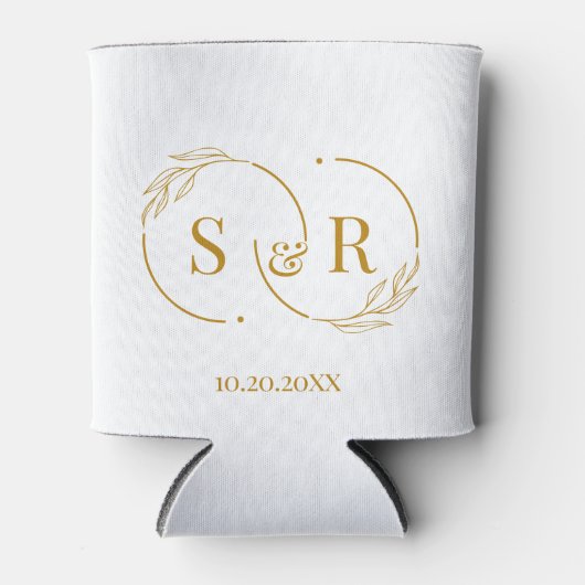 Aangepaste Monogram Goud Script Bruiloft Logo Blikjeskoeler (Voorkant)