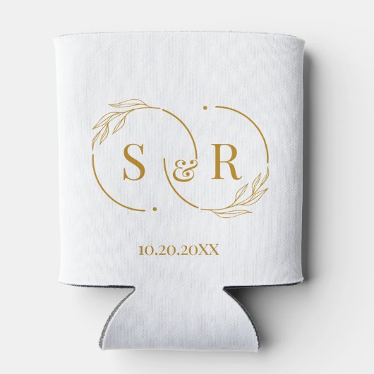 Aangepaste Monogram Goud Script Bruiloft Logo Blikjeskoeler (Achterkant)