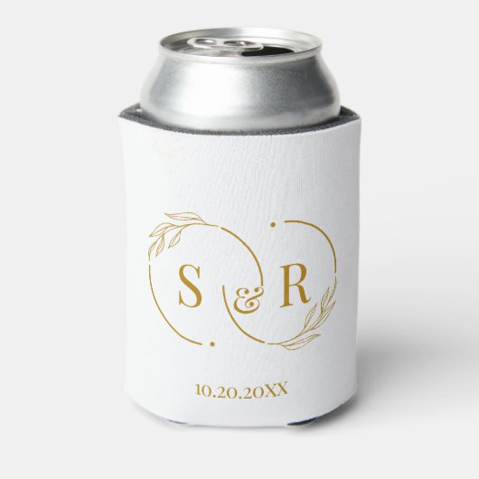Aangepaste Monogram Goud Script Bruiloft Logo Blikjeskoeler (Blikje Achterkant)