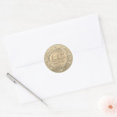 Aangepaste Monogram Gouden Glam Royal Seal Ronde Sticker (Envelop)