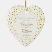 Aangepaste monogram goudharten Confetti bruiloft Keramisch Ornament (Rechts)