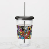 Aangepaste Monogram Grappige Katten Illustratie Acryl Drinkbeker (Rechts)