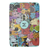 Aangepaste Monogram Grappige Katten Illustratie Badmat (Voorkant Verticaal)