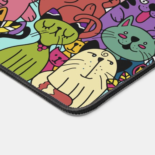 Aangepaste Monogram Grappige Katten Illustratie Bureaumat (Hoek)