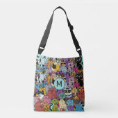 Aangepaste Monogram Grappige Katten Illustratie Crossbody Tas (Voorkant)