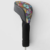 Aangepaste Monogram Grappige Katten Illustratie Golfheadcover (Schuin)