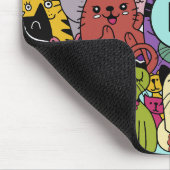 Aangepaste Monogram Grappige Katten Illustratie Muismat (Hoek)