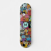 Aangepaste Monogram Grappige Katten Illustratie Persoonlijk Skateboard (Voorkant)