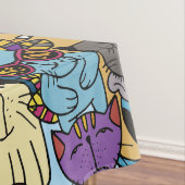 Aangepaste Monogram Grappige Katten Illustratie Tafelkleed (Voorbeeld)