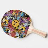 Aangepaste Monogram Grappige Katten Illustratie Tafeltennisbatje (Zijkant)