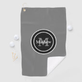 Aangepaste monogram grijze Golfhanddoek (Insitu)