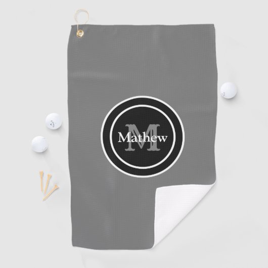 Aangepaste monogram grijze Golfhanddoek (Insitu)