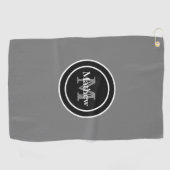 Aangepaste monogram grijze Golfhanddoek (Horizontaal)