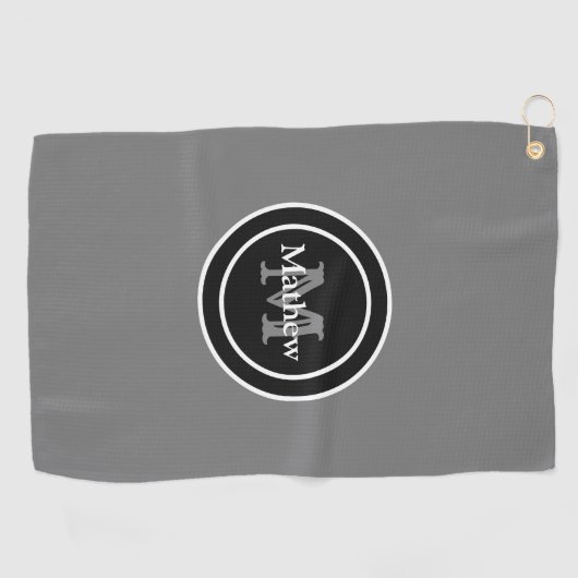 Aangepaste monogram grijze Golfhanddoek (Horizontaal)