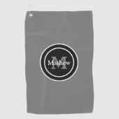Aangepaste monogram grijze Golfhanddoek (Voorkant)