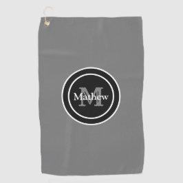 Aangepaste monogram grijze Golfhanddoek