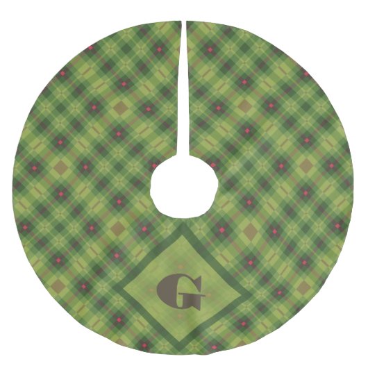 Aangepaste Monogram Groen Plakken Kerstboom Rok (Voorkant)