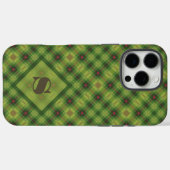 Aangepaste Monogram Groen Rood Plaid Mod Case-Mate iPhone Case (Achterkant (horizontaal))