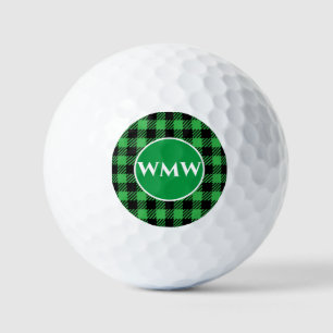 Aangepaste Monogram Groene Buffel Plaid Golf Ball Golfballen