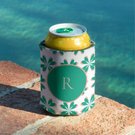 Aangepaste Monogram Groene Floral Blikjeskoeler
