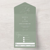 Aangepaste monogram groene kalligrafie bruiloft all in one uitnodiging (Binnen)