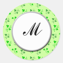 Aangepaste monogram groene shamrocks Art Sticker
