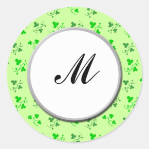 Aangepaste monogram groene shamrocks Art Sticker