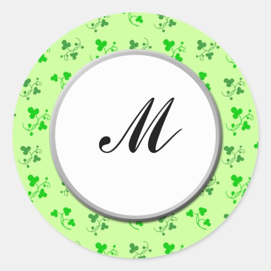 Aangepaste monogram groene shamrocks Art Sticker (Voorkant)