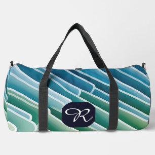 Aangepaste Monogram Grote Duffle Bag – Blauw Groen Plunjezak