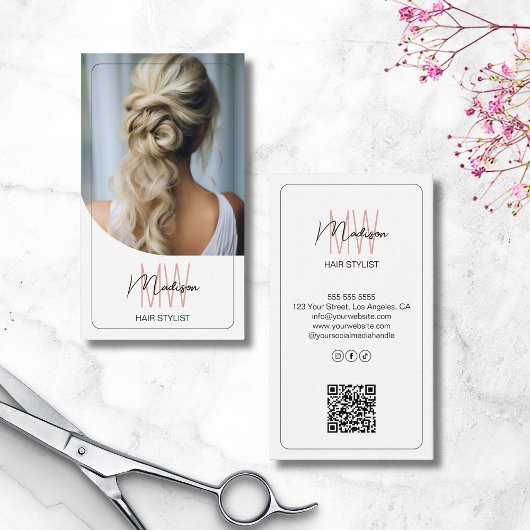 Aangepaste Monogram Hair Stylist QR Visitekaartje