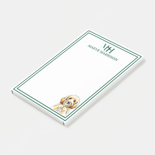 Aangepaste Monogram Hand getrokken Doodle Martini  Post-it® Notes (Schuin)