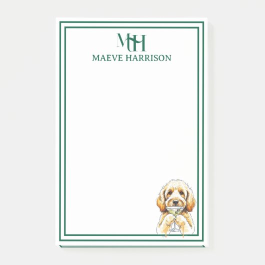 Aangepaste Monogram Hand getrokken Doodle Martini  Post-it® Notes (Voorkant)
