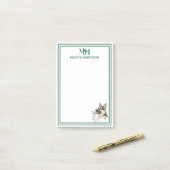 Aangepaste Monogram Hand getrokken Duitse Herder Post-it® Notes (Op bureau)