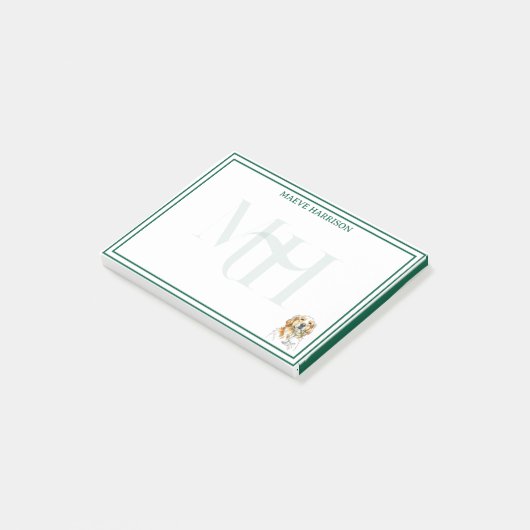 Aangepaste Monogram Hand getrokken Golden Retrieve Post-it® Notes (Schuin)