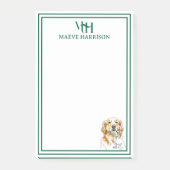 Aangepaste Monogram Hand getrokken Golden Retrieve Post-it® Notes (Voorkant)