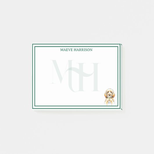 Aangepaste Monogram Hand getrokken Gouden Doodle M Post-it® Notes (Voorkant)