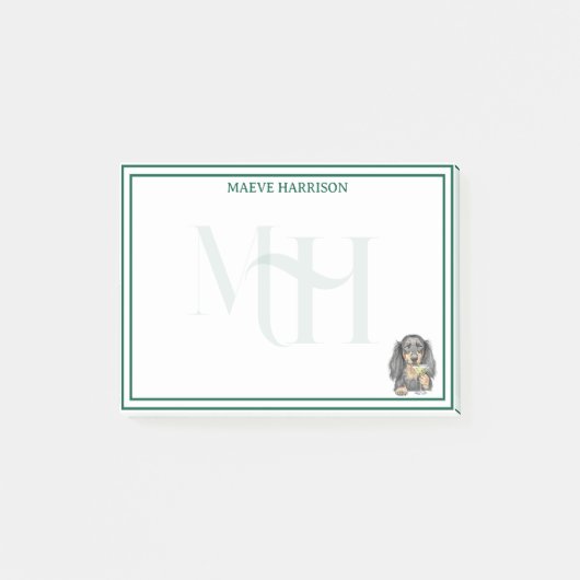 Aangepaste Monogram Hand getrokken teckel Martini  Post-it® Notes (Voorkant)