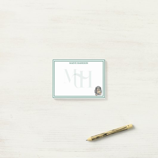 Aangepaste Monogram Hand getrokken teckel Martini  Post-it® Notes (Op bureau)