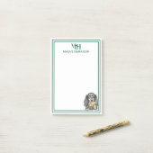 Aangepaste Monogram Hand getrokken teckel Martini  Post-it® Notes (Op bureau)