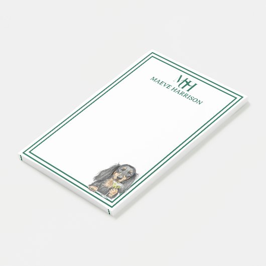 Aangepaste Monogram Hand getrokken teckel Martini Post-it® Notes (Schuin)