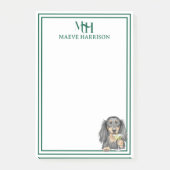 Aangepaste Monogram Hand getrokken teckel Martini  Post-it® Notes (Voorkant)
