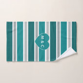 Aangepaste monogram handdoekset Stripes & Heart Bad Handdoek (Handdoek)
