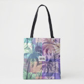 Aangepaste monogram handpalm boompatroon tote bag (Voorkant)