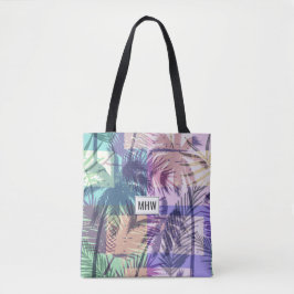Aangepaste monogram handpalm boompatroon tote bag